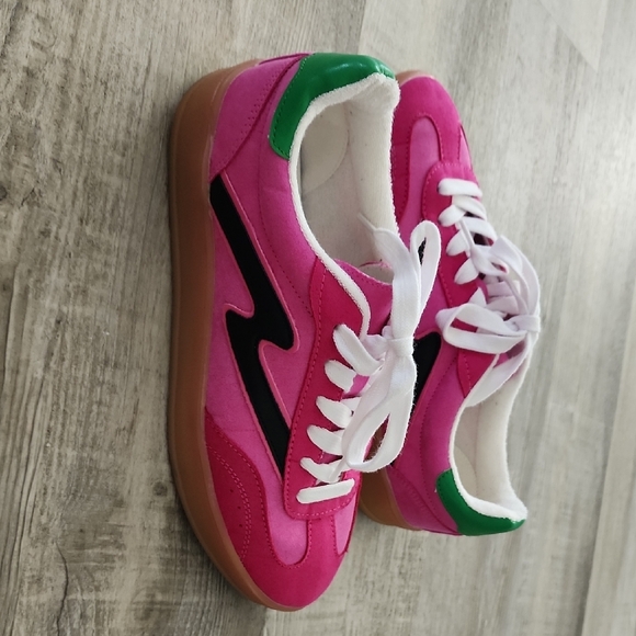 Vibrant Pink and Green Sneakers - Picture 3 of 3
